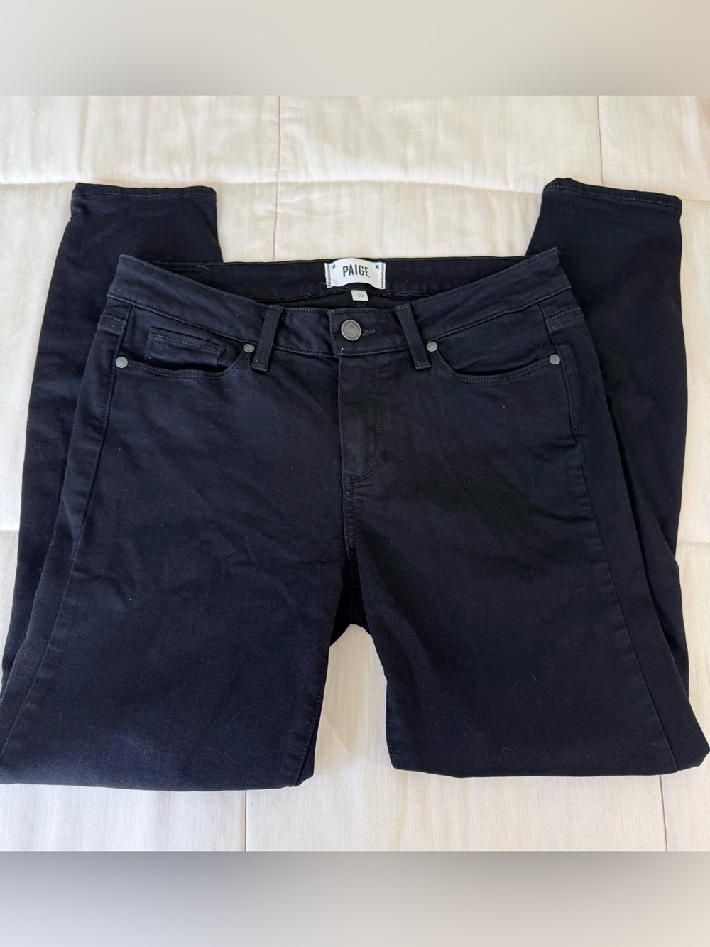 PAIGE preppy Verdugo crop stretch jeans classic neutral pants mid rise 30 x 26